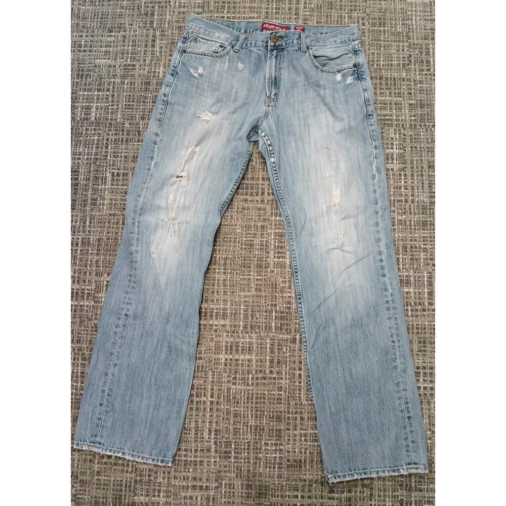 VTG Y2K AERO AEROPOSTALE LIGHT BLUE DENIM JEANS Bowery Fit SZ 36x34 AS-IS
